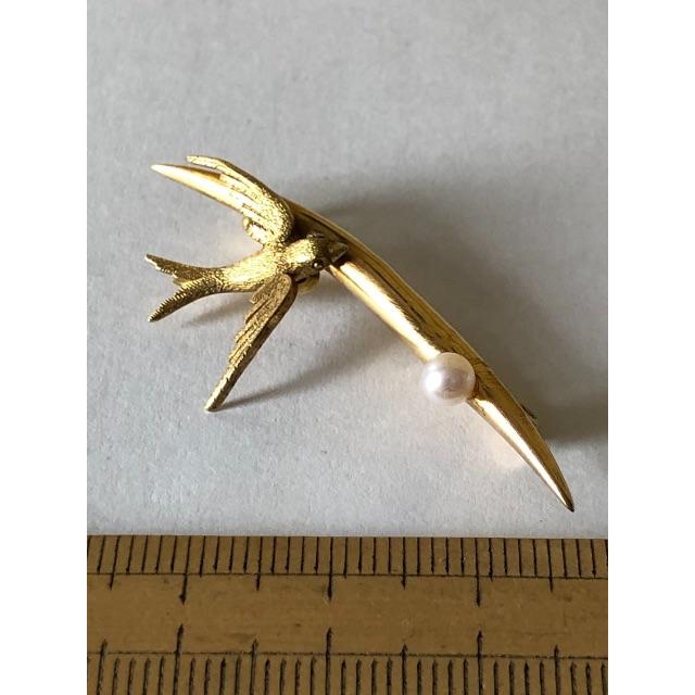 ♡1880's アンティーク♡15ct-Goldツバメのブローチwithパール♡ レディースのアクセサリー(ブローチ/コサージュ)の商品写真