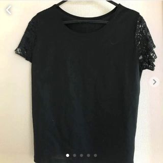 スピックアンドスパン(Spick & Span)のスピックアンドスパン　レースブラックTシャツ(カットソー(半袖/袖なし))