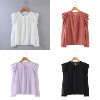 ザラ(ZARA)の1965＊S/S【4color】ドット フリル ブラウス(シャツ/ブラウス(長袖/七分))