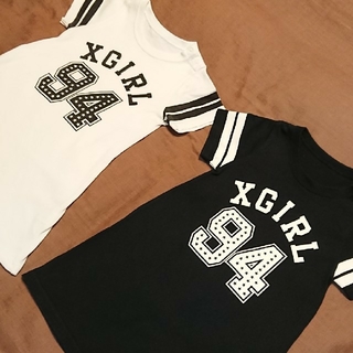 エックスガール(X-girl)の2枚セット X-girl  エックスガールワンピース Tシャツ黒 白 95(Tシャツ/カットソー)