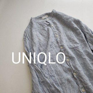 ユニクロ(UNIQLO)のUNIQLO ビックサイズ　3XL バンドカラーシャツ　リネン100%(シャツ)