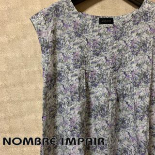 ノンブルアンベール(nombre impair)の【極美品】NOMBRE IMPAIR ノースリーブ花柄フレアワンピース 日本製(ひざ丈ワンピース)