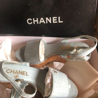 シャネル(CHANEL)のCHANEL ウェッジソール　デニムサンダル35(サンダル)