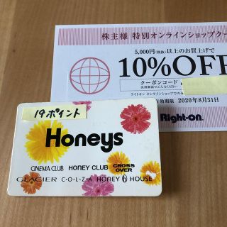 ハニーズ(HONEYS)のハニーズ  ポイントカード　19ポイント(ショッピング)