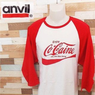 アンビル(Anvil)の【anvil】 美品 アンビル コカ・コーラ レッド/ホワイト 長袖Tシャツ(Tシャツ/カットソー(七分/長袖))