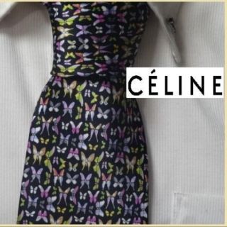 セフィーヌ(CEFINE)の希少セリーヌceline【全面カラフル蝶々バタフライ柄】高級ネクタイ(ネクタイ)