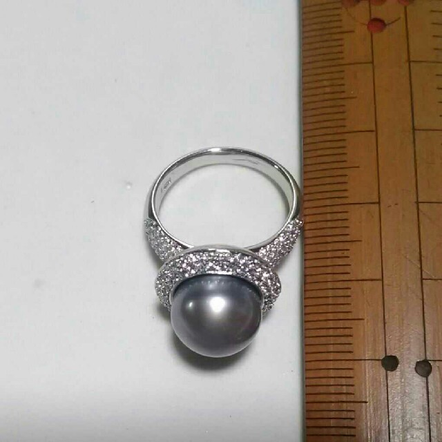 真珠  ブラックパール 指輪 シルバー925 サイズ18号 レディースのアクセサリー(リング(指輪))の商品写真