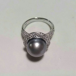 真珠  ブラックパール 指輪 シルバー925 サイズ18号(リング(指輪))