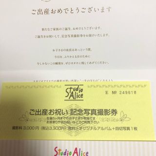 スタジオアリス　撮影券(お宮参り用品)