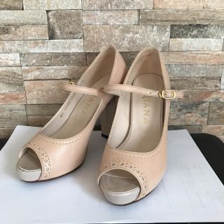 ダイアナ(DIANA)のDIANA ダイアナ オープントゥパンプス  ヌーディピンク 21.5 中古品(ハイヒール/パンプス)