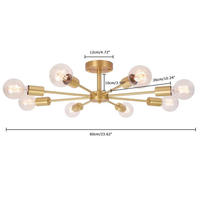 新品　シーリングライト　スプートニクライト　スプートニクランプ　ゴールド　8灯 インテリア/住まい/日用品のライト/照明/LED(天井照明)の商品写真