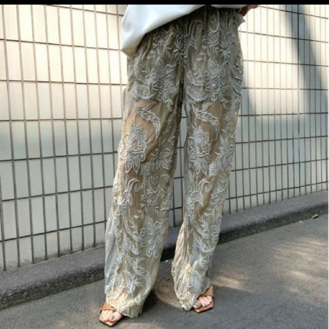 amerivintage MEDI EMBROIDERY TULLE PANTS