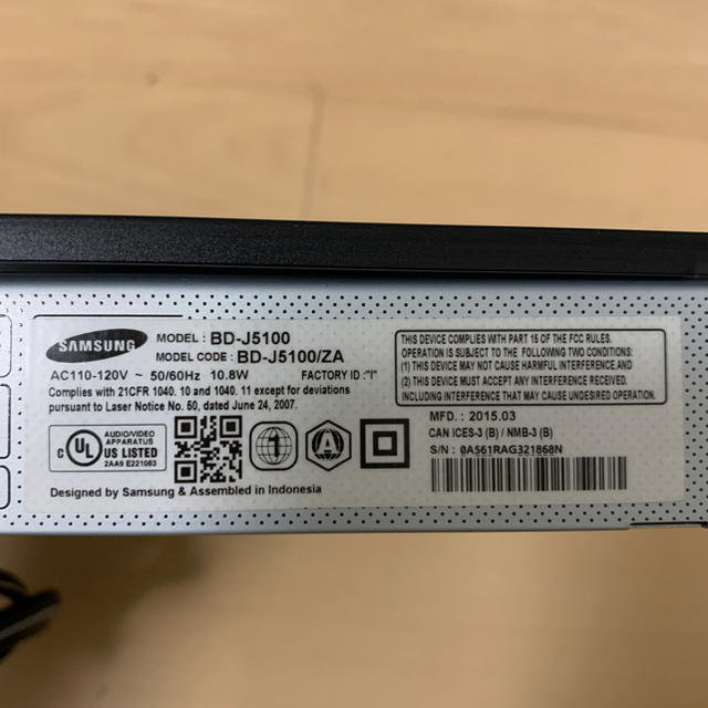 SAMSUNG(サムスン)のSAMSUNG Blu-ray/DVDプレーヤー BD-J5100 スマホ/家電/カメラのテレビ/映像機器(ブルーレイプレイヤー)の商品写真