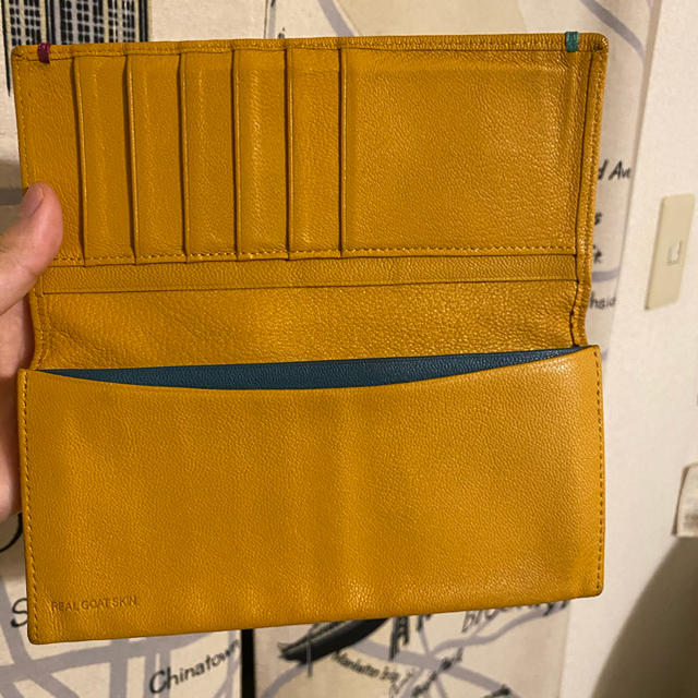 ポールスミス マルチストライプ 山羊革 長財布 マスタード 新作人気