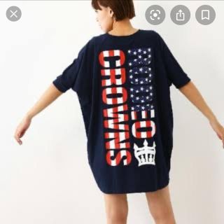 ロデオクラウンズ(RODEO CROWNS)のRODEO CROWNS アメリカンフラッグロゴビッグTシャツワンピース(ミニワンピース)