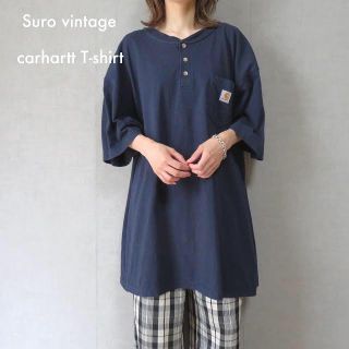 カーハート(carhartt)の90s カーハート ヘンリーネック ビッグTシャツ 古着女子 vintage(Tシャツ(半袖/袖なし))