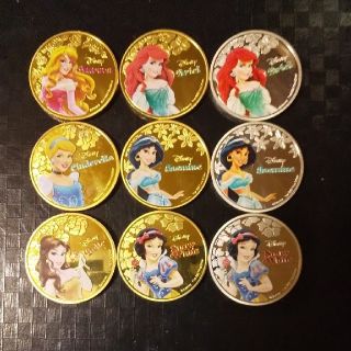 ﾃﾞｨｽﾞﾆｰ ﾌﾟﾘﾝｾｽ ｶﾗｰｺｲﾝ   9枚set(貨幣)