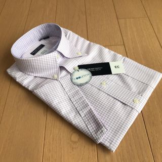 スーツカンパニー(THE SUIT COMPANY)のスーツカンパニー半袖ドレスシャツM（39)チェックボタンダウン ラベンダー(シャツ)
