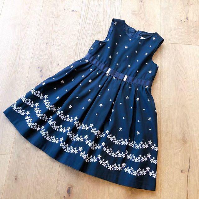 組曲 110-120 ネイビー 花刺繍 ワンピース セットアップ stockshoes.co