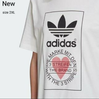 アディダス(adidas)の新品 2XL adidas originals Tシャツ バレンタイン ロゴ 白(Tシャツ/カットソー(半袖/袖なし))