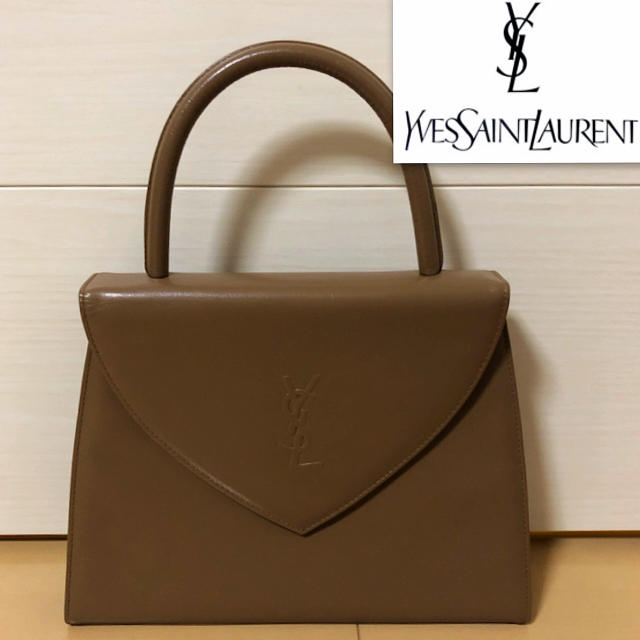 新品未使用♡イヴ・サンローラン YSL レザーハンドバッグ 牛革 ブラウン