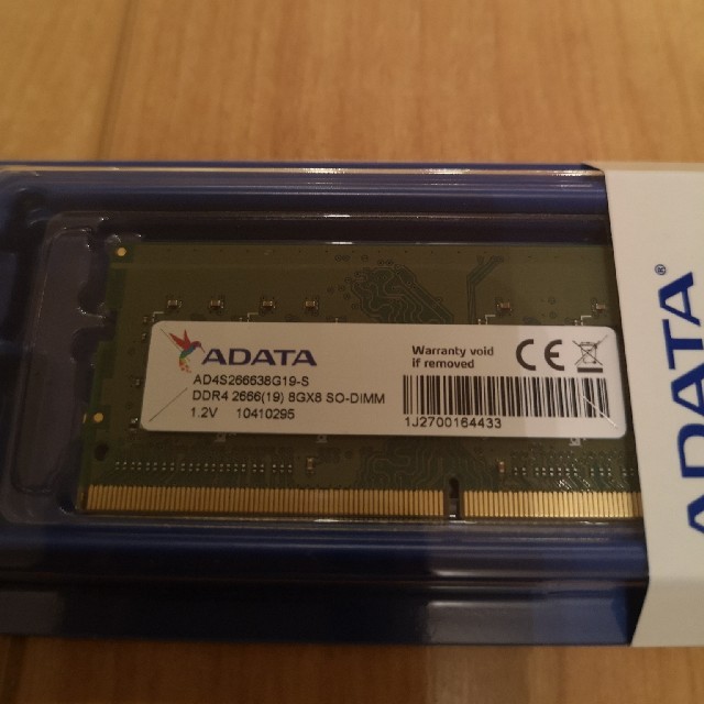 ADATA DDR4-2666 メモリ8G AD4S266638G19-S スマホ/家電/カメラのPC/タブレット(PCパーツ)の商品写真