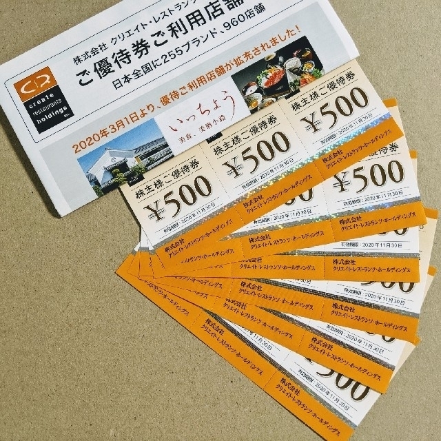 クリエイト・レストランツ 株主優待 9,000円分 - レストラン/食事券