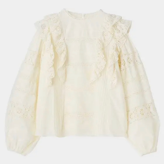 moussy(マウジー)のmoussy ♡ COTTON LACE RUFFLE ブラウス　新品未使用 レディースのトップス(シャツ/ブラウス(長袖/七分))の商品写真