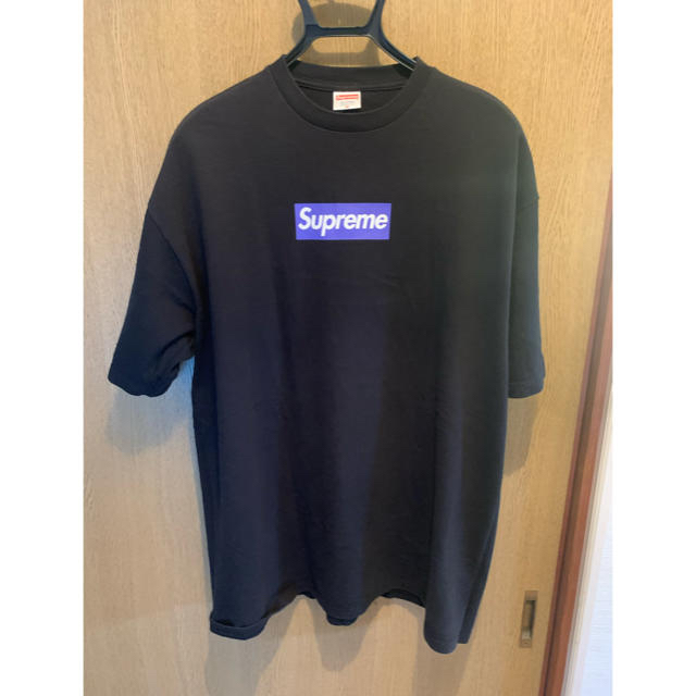 トップスsupreme ボックスロゴ Tシャツ　黒x紫　XL