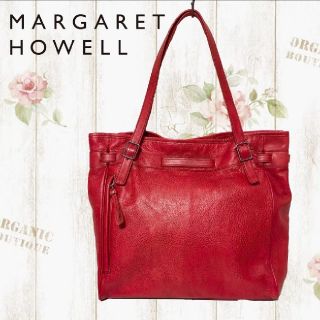 マーガレットハウエル(MARGARET HOWELL)のMARGARET HOWELL　レザーバック　トートバック　ハンドバック　赤(トートバッグ)