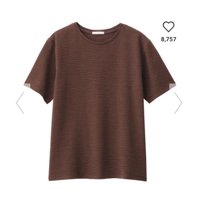 GU(ジーユー)のGU　ジャガードクールネックTシャツ レディースのトップス(Tシャツ(半袖/袖なし))の商品写真