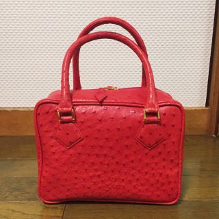 お値下げ！オーストリッチ 赤 BAG(ハンドバッグ)