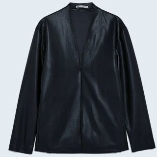 リックオウエンス(Rick Owens)の新品ZARAmanノーカラーレザージャケットブレザーＳ(テーラードジャケット)