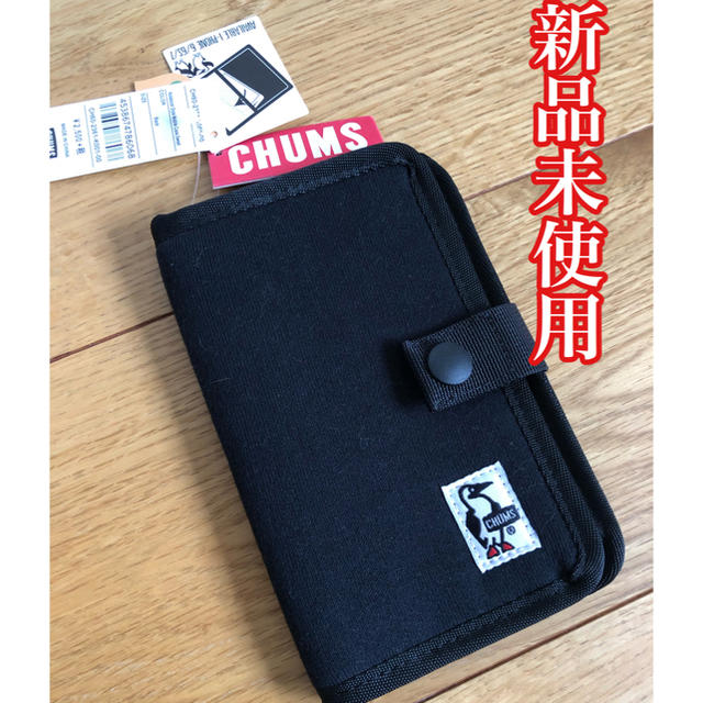 CHUMS(チャムス)の【新品未使用】チャムス スウェット スマホケース ブラック　送料込み スマホ/家電/カメラのスマホアクセサリー(モバイルケース/カバー)の商品写真