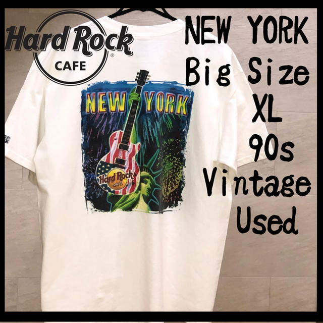 90s USA製 ハードロックカフェ バックプリント半袖Tシャツ  XL 白