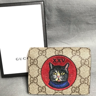 グッチ(Gucci)の GUCCI  グッチ GGスプリーム ミスティックキャット 2つ折り財布(財布)