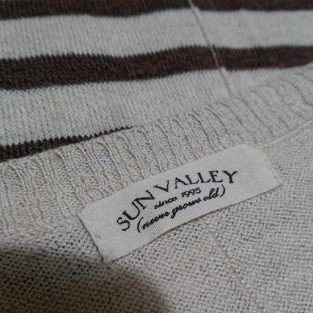 SUNVALLEY(サンバレー)のUSED／サンバレー ボーダーVネックサマーニット レディースのトップス(Tシャツ(半袖/袖なし))の商品写真