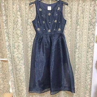 ウィルセレクション(WILLSELECTION)のウィアヤノリュバン　ワンピース　新品　ネイビー　36(ひざ丈ワンピース)