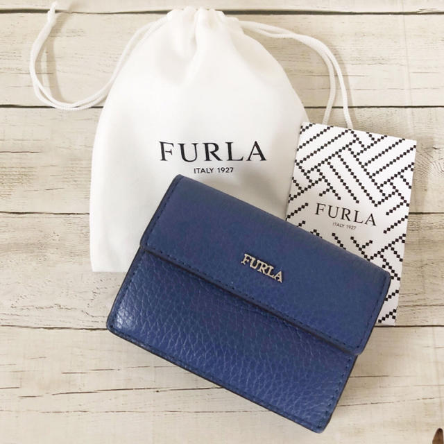 ブルー◼️素材フルラ ★新品 未使用★FURLA 最新 BABYLON 本革 三つ折り財布 青