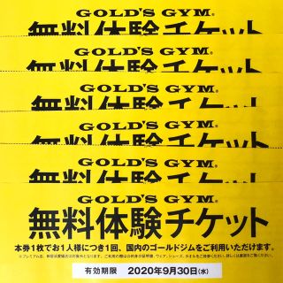 ゴールドジム　無料体験チケット　6枚セット(フィットネスクラブ)