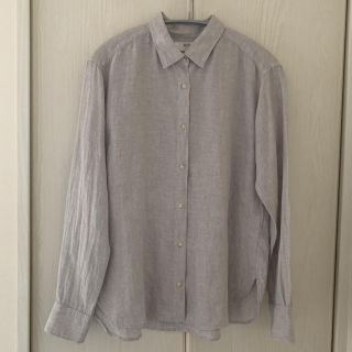 ユニクロ(UNIQLO)のUNIQLO ユニクロ プレミアムリネンシャツ ライトグレー M(シャツ/ブラウス(長袖/七分))