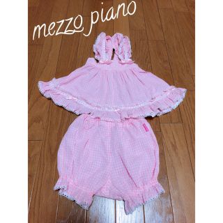 メゾピアノ(mezzo piano)の早い者勝ち　メゾピアノ　ギンガムチェック　ふりふりセットアップ　90レア　レトロ(その他)