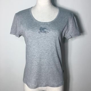 バーバリー(BURBERRY)のBurberry(バーバリー)ラインストーン(ビジュー)グレーTシャツ(Tシャツ(半袖/袖なし))