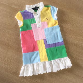 ラルフローレン(Ralph Lauren)のRalph Lauren♡4T パッチワーク ワンピ 女の子 裾フリル 襟(ワンピース)