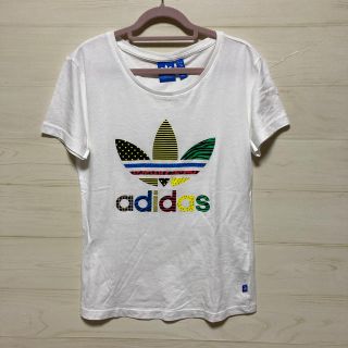 アディダス(adidas)のadidas アディダス Tシャツ カラフルロゴ 白 L(Tシャツ(半袖/袖なし))