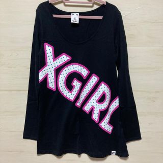 エックスガール(X-girl)のX-girl エックスガール BIGロゴ ロンT ワンピース 黒(Tシャツ(長袖/七分))