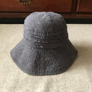 スタディオクリップ(STUDIO CLIP)の【 QUEENHEAD 】レディース帽子　UV対策　麻混　紐調節付き　ネイビー(ハット)