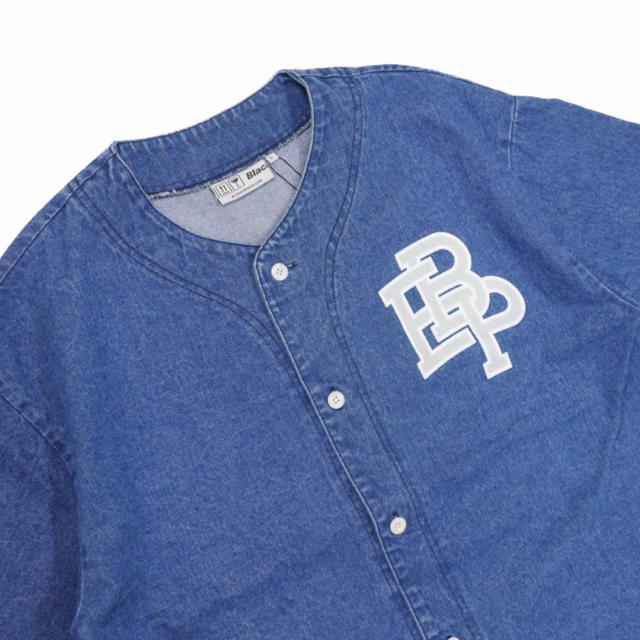 BLACK EYE PATCH DENIM BASEBALL SHIRT www.krzysztofbialy.com