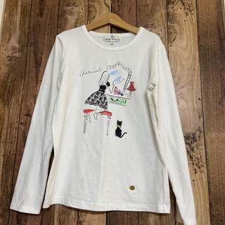 クミキョク(kumikyoku（組曲）)の美品　組曲　ロンT Tシャツ　140 白　ビジュー(Tシャツ/カットソー)