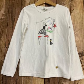 クミキョク(kumikyoku（組曲）)の美品　組曲　ロンT Tシャツ　130 白　ビジュー(Tシャツ/カットソー)